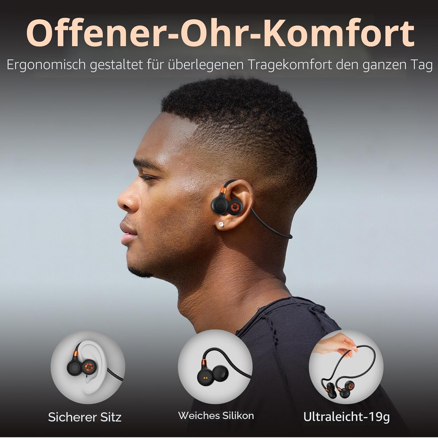 Detalle de Ortizan Bone Conduction Kopfhörer 15 Std. Akkulaufzeit