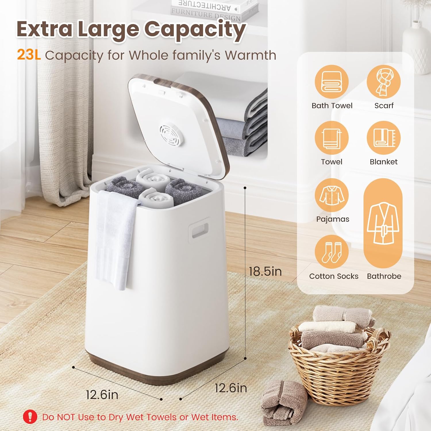 Detalle 1 de Uboway UBTW005 Towel Warmer Bucket, 23L with Delay Timer and Safety Lock