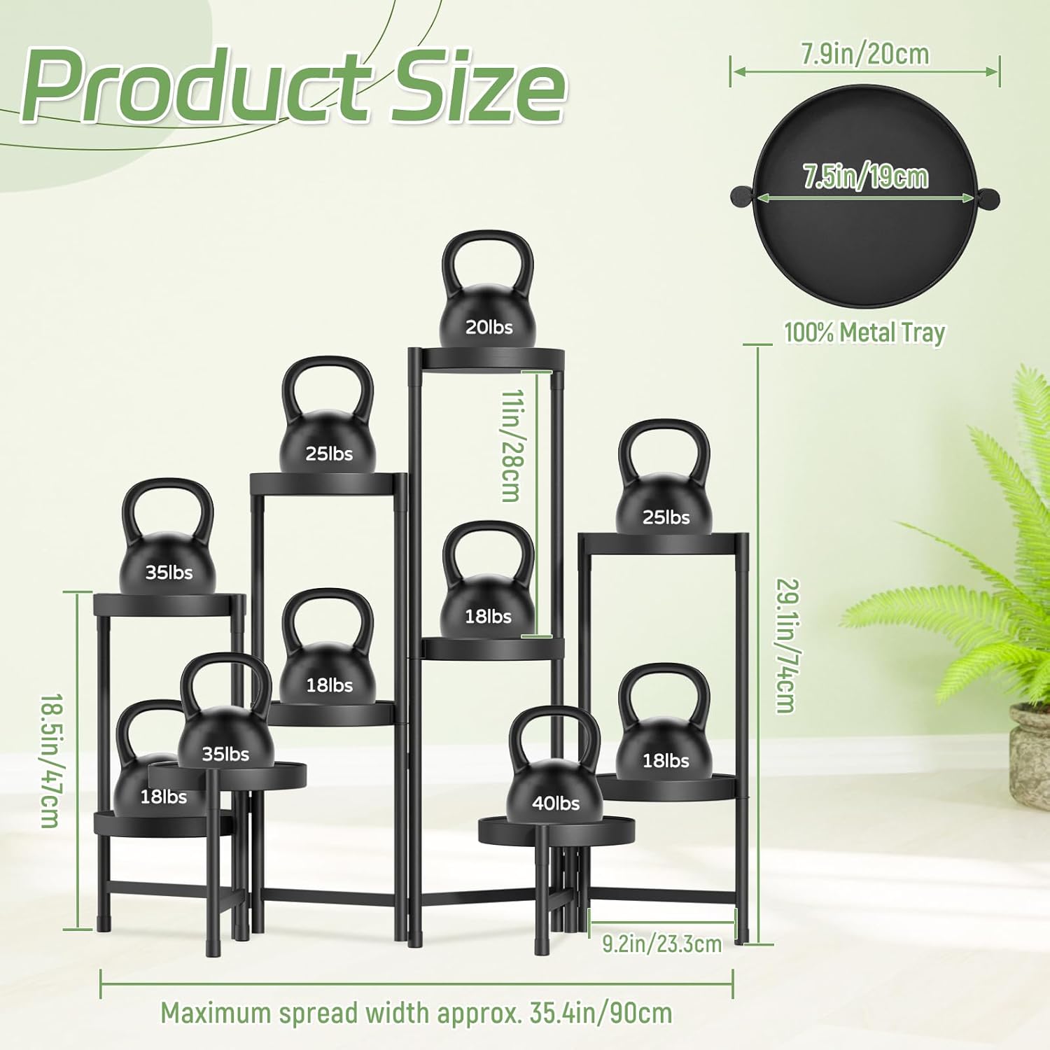 Thumbnail 1 de iDavosic.ly Pflanzenständer aus Metall mit 10 Etagen – Rundes Blumenregal in Schwarz für Indoor & Outdoor