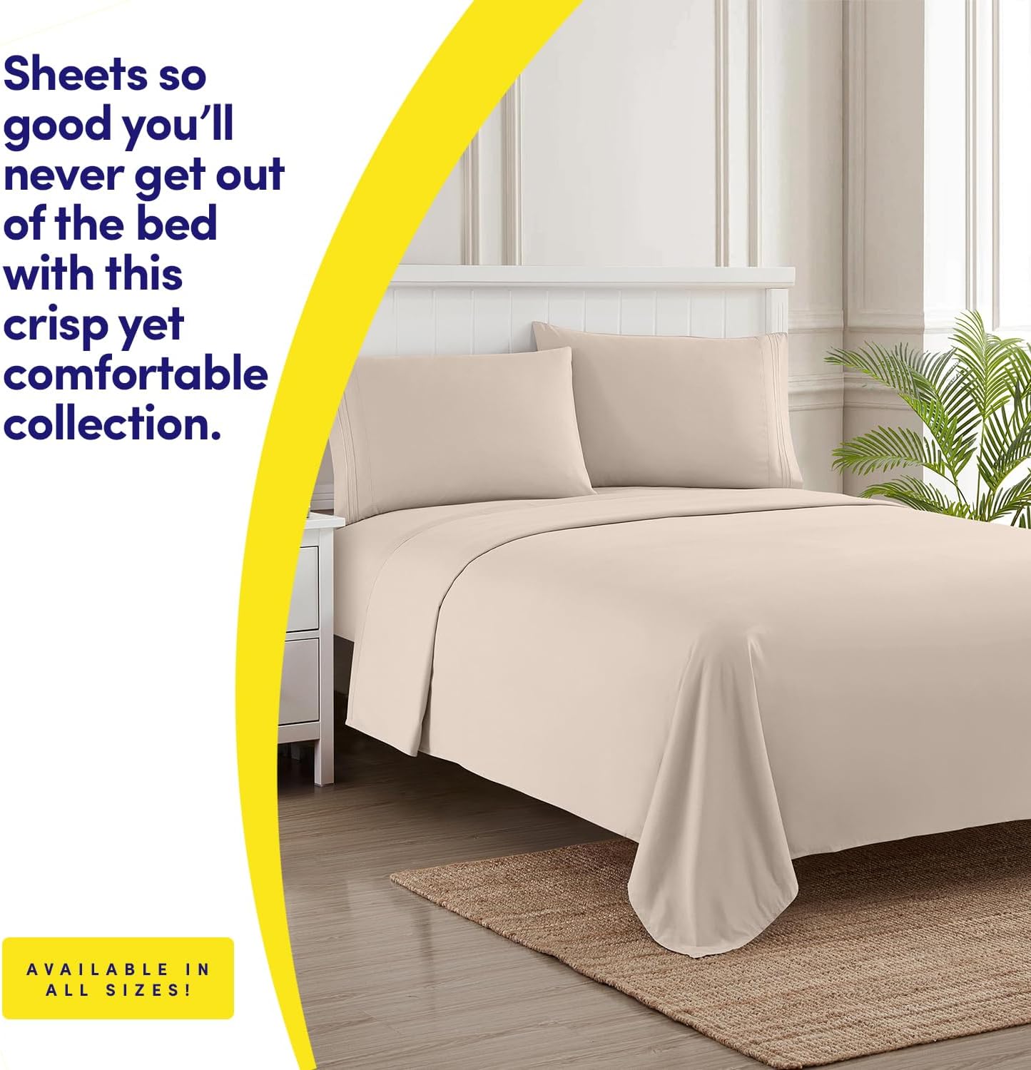 Thumbnail 1 de Sweet Home Collection 1500 Supreme Collection Queen Sheet Sets (Beige Cream) with Deep Pocket Elastic Corners