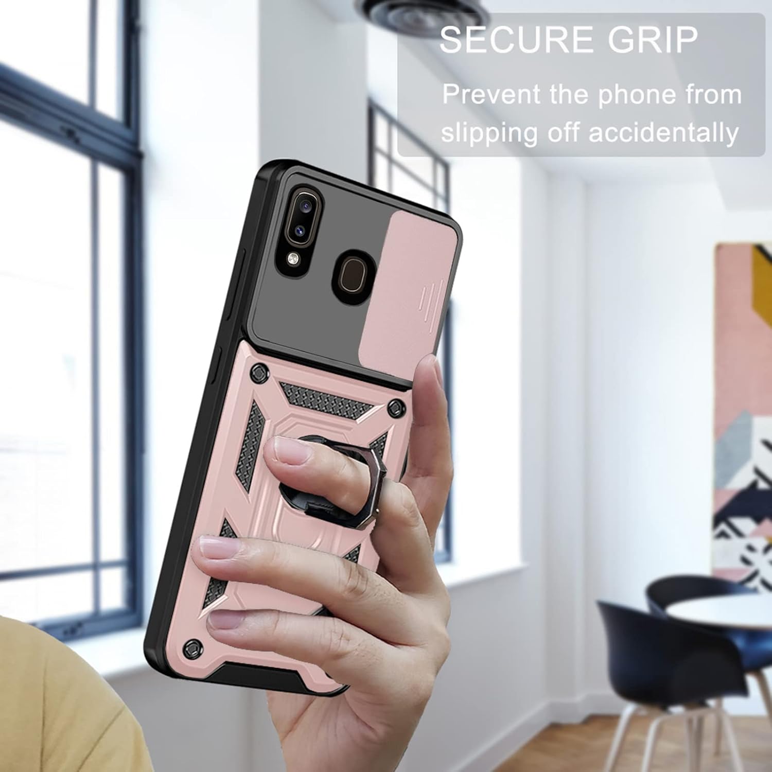 Thumbnail 5 de Asuwish Hybrid Case with Slide Camera Cover and Screen Protector for Samsung Galaxy A20/A30/A50 series