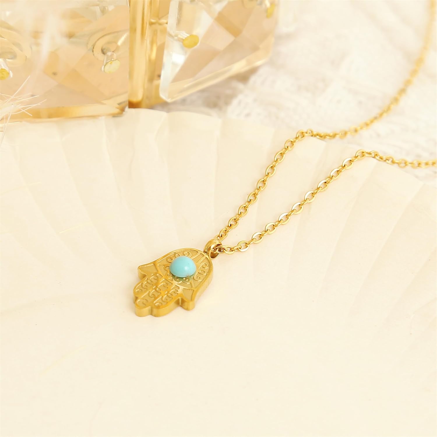Detalle 1 de Collana Nami mano Hamsa 40 cm
