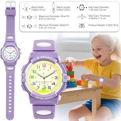 Thumbnail 4 de GUUMUXIN Lernuhr für Kinder – Analoge Uhr mit bunten Lichtern, TPU Armband, 30 m wasserdicht (5–16 Jahre)