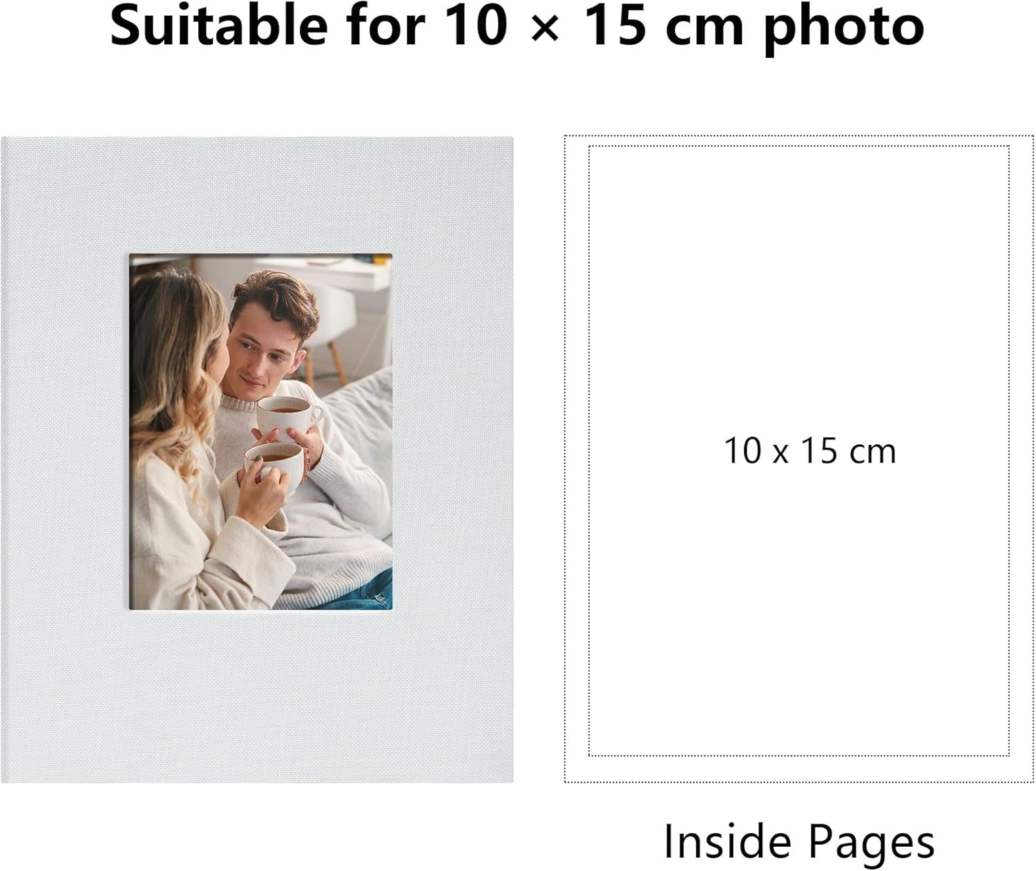 Detalle 2 de Fotoalbum klein Einsteckalbum 10x15 – 100 Taschen, Fenster, Weiß