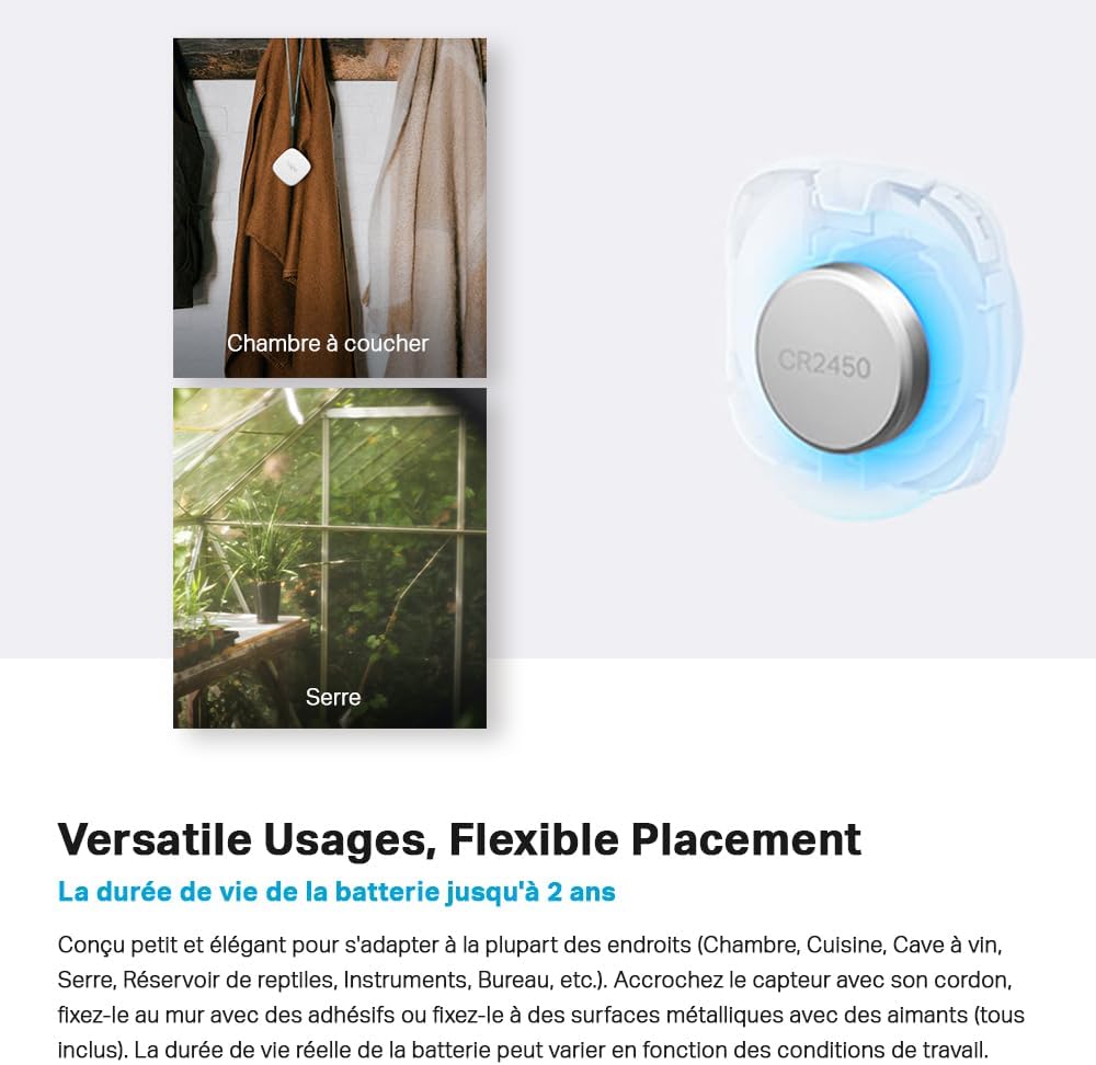 Detalle 2 de Tapo Thermomètre Intérieur Connecté WiFi (T310) – Hygromètre/Température précis avec alertes et rapports, nécessite Tapo Hub H100