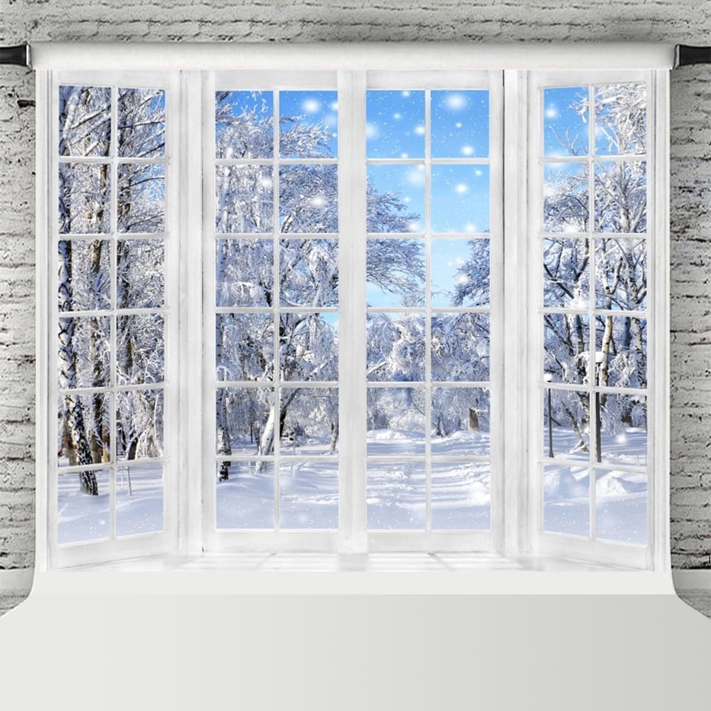 Detalle de ChloropLastid Winter Snowy Photo Backdrop, Christmas Scene, 7x5FT