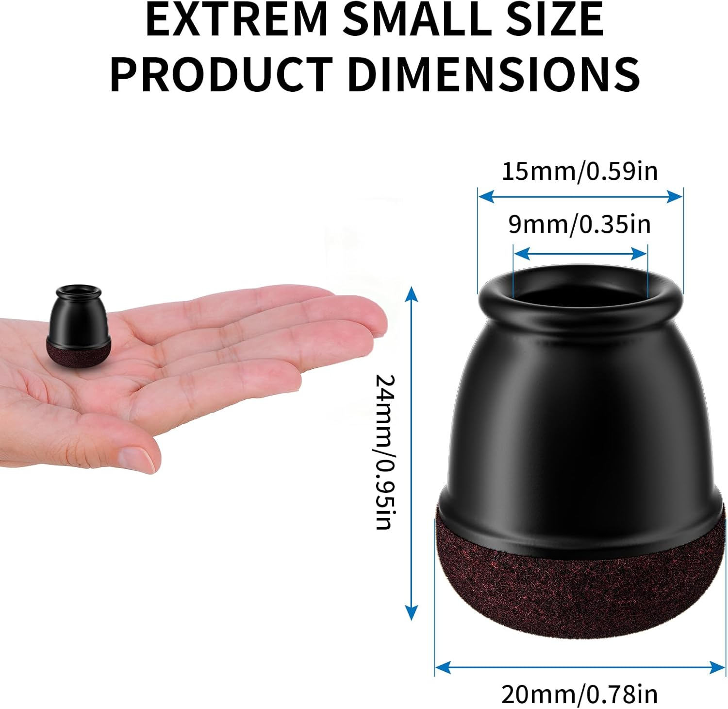 Thumbnail 1 de Ezprotekt Extra Small Silicone Chair Leg Floor Protectors (16 pcs) for 10–15mm Round Legs