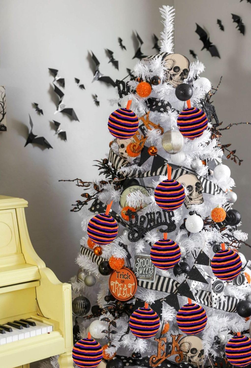 Thumbnail 4 de Oairse 10cm Purple Orange Christmas Baubles Ornament – 6-Pack Yarn Balls