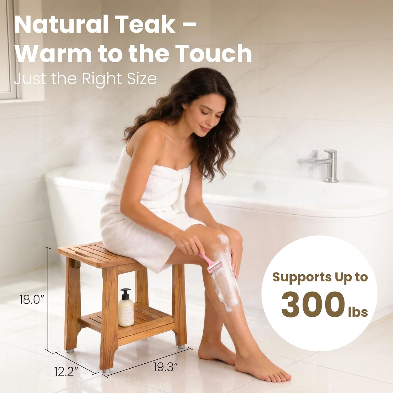 Detalle de NNN Teak Shower Bench 21-inch