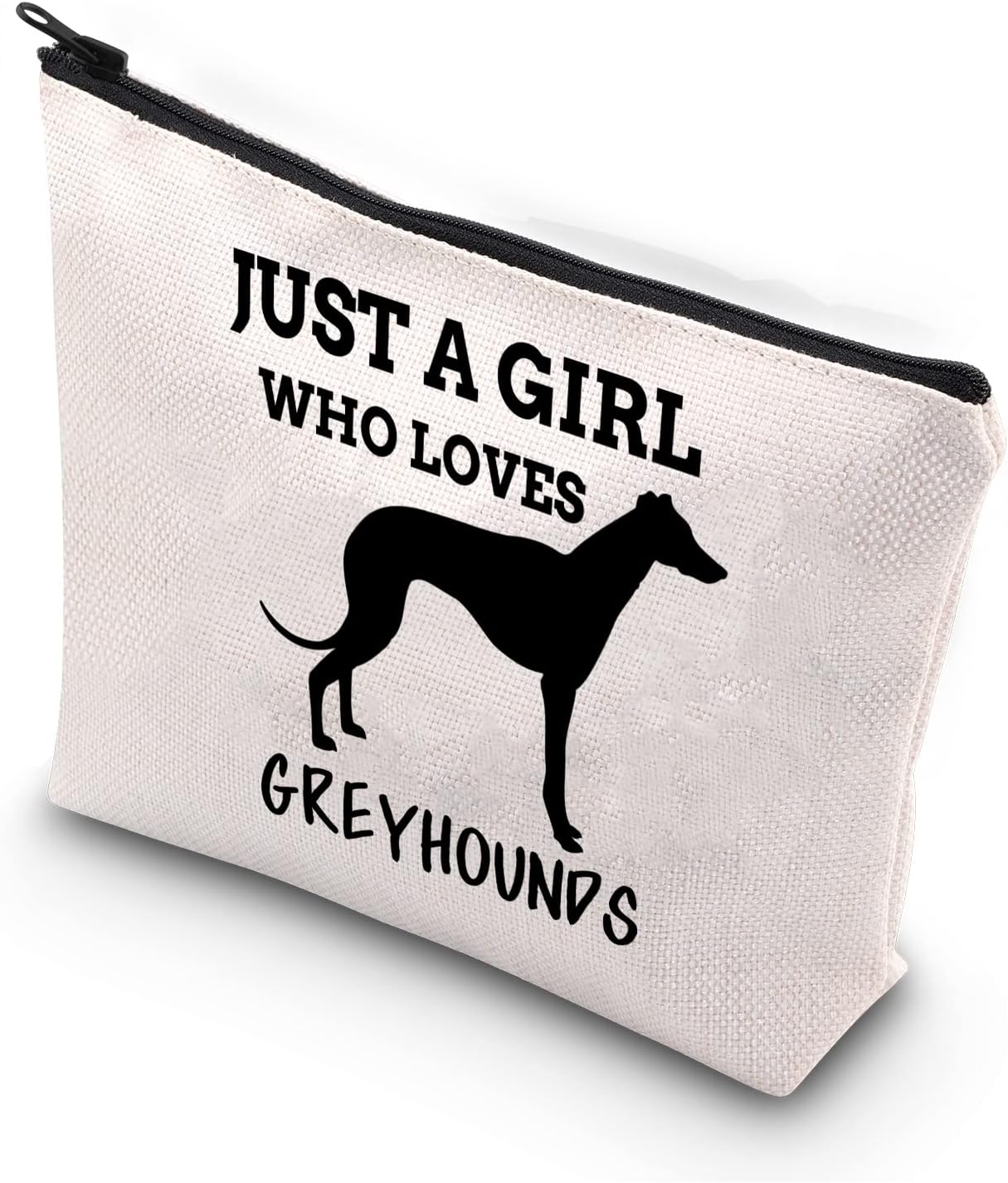 Detalle de PLITI Greyhound Lover Makeup Bag – Just a Girl Who Loves Greyhounds
