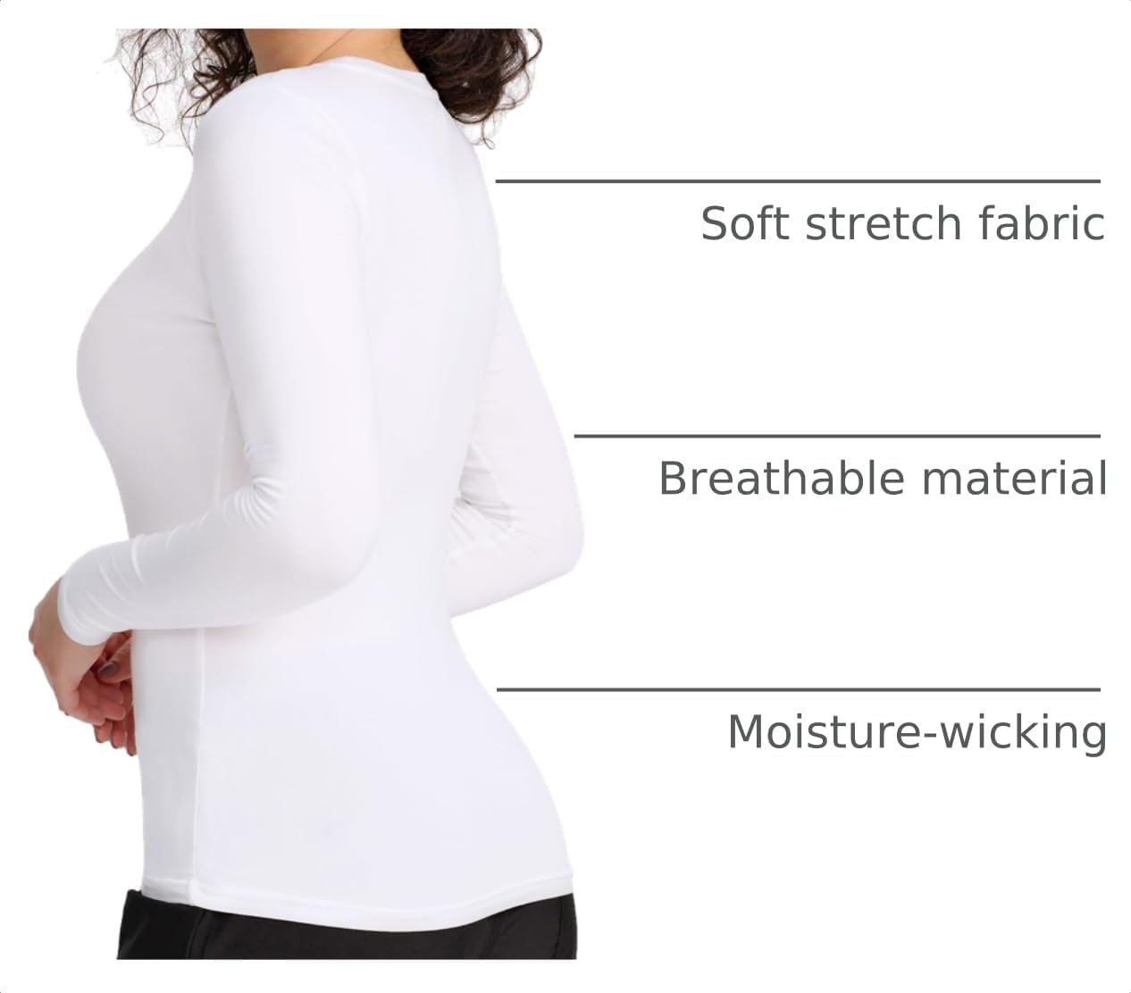 Detalle 2 de COZYFIT Women's Long-Sleeve Underscrub Shirt, Stretch Fabric and Crew Neck