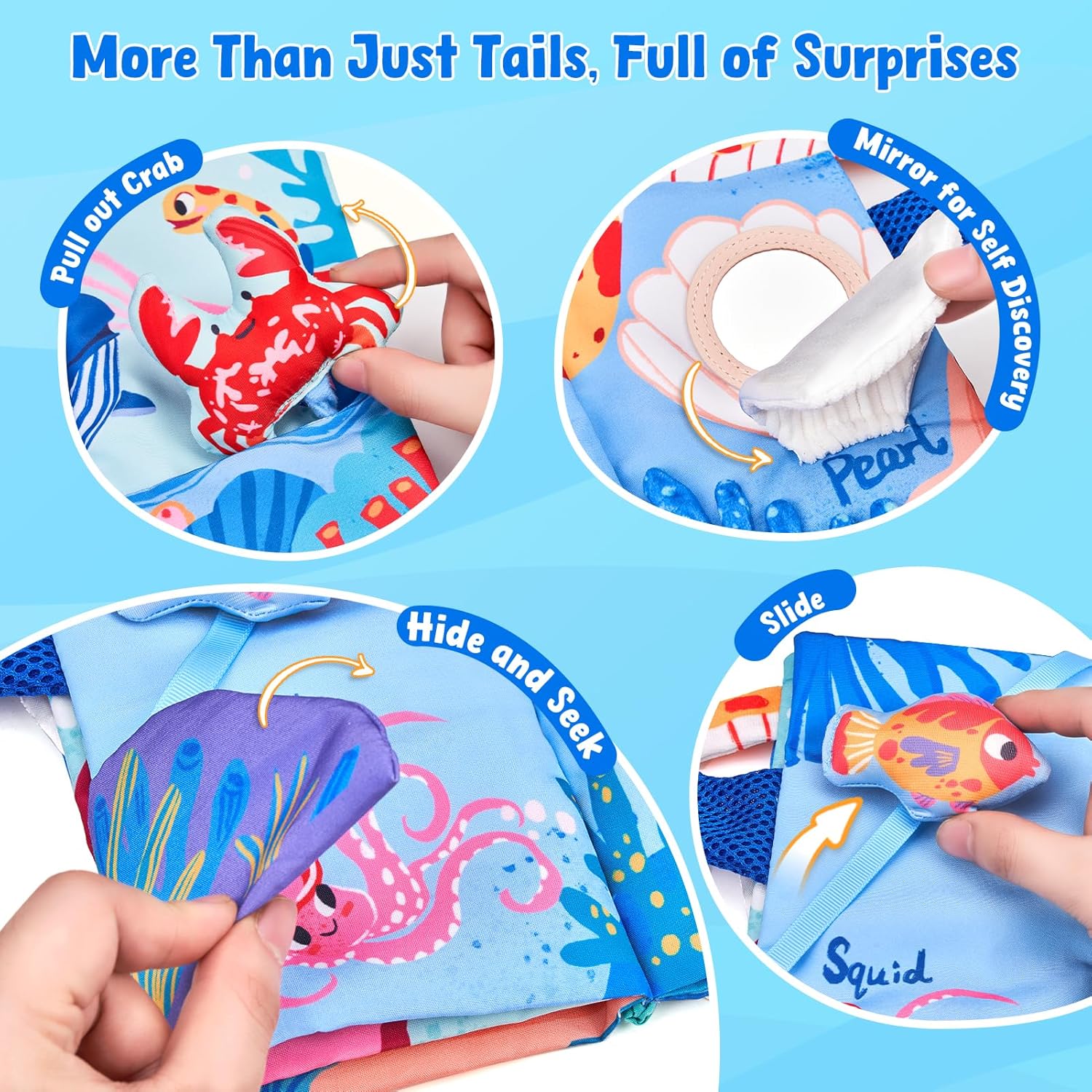 Thumbnail 4 de JoyCat Baby Books 0-6 Months: Ocean Themed Touch & Feel Cloth Book for Tummy Time