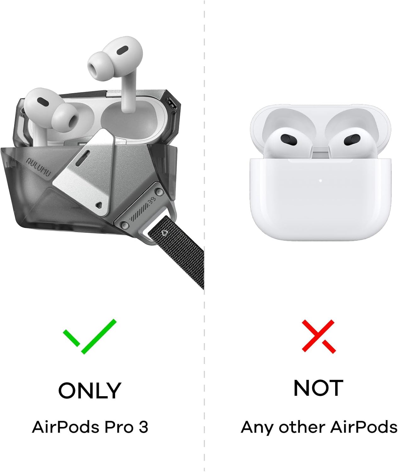 Thumbnail 1 de Aulumu A39 Geometric AirPods Pro 3 Case with Lock – Protective Alloy Armor in Transparent Gray
