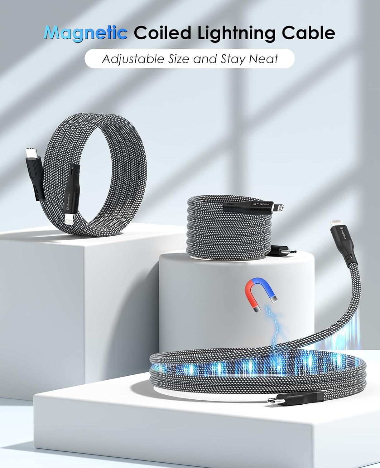 Thumbnail 1 de Magtame Cable Magnético USB C a Lightning Coiled 1.5m ⚡