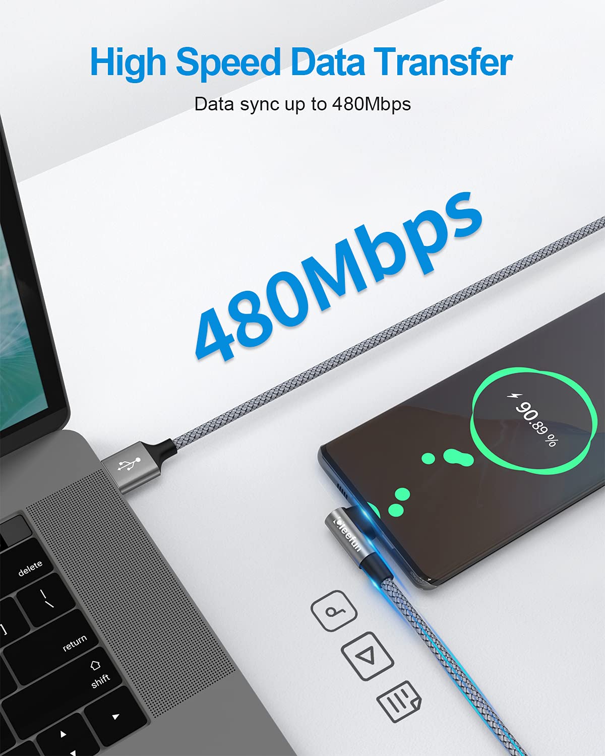 Thumbnail 4 de CLEEFUN Right Angle USB C Cable 5m