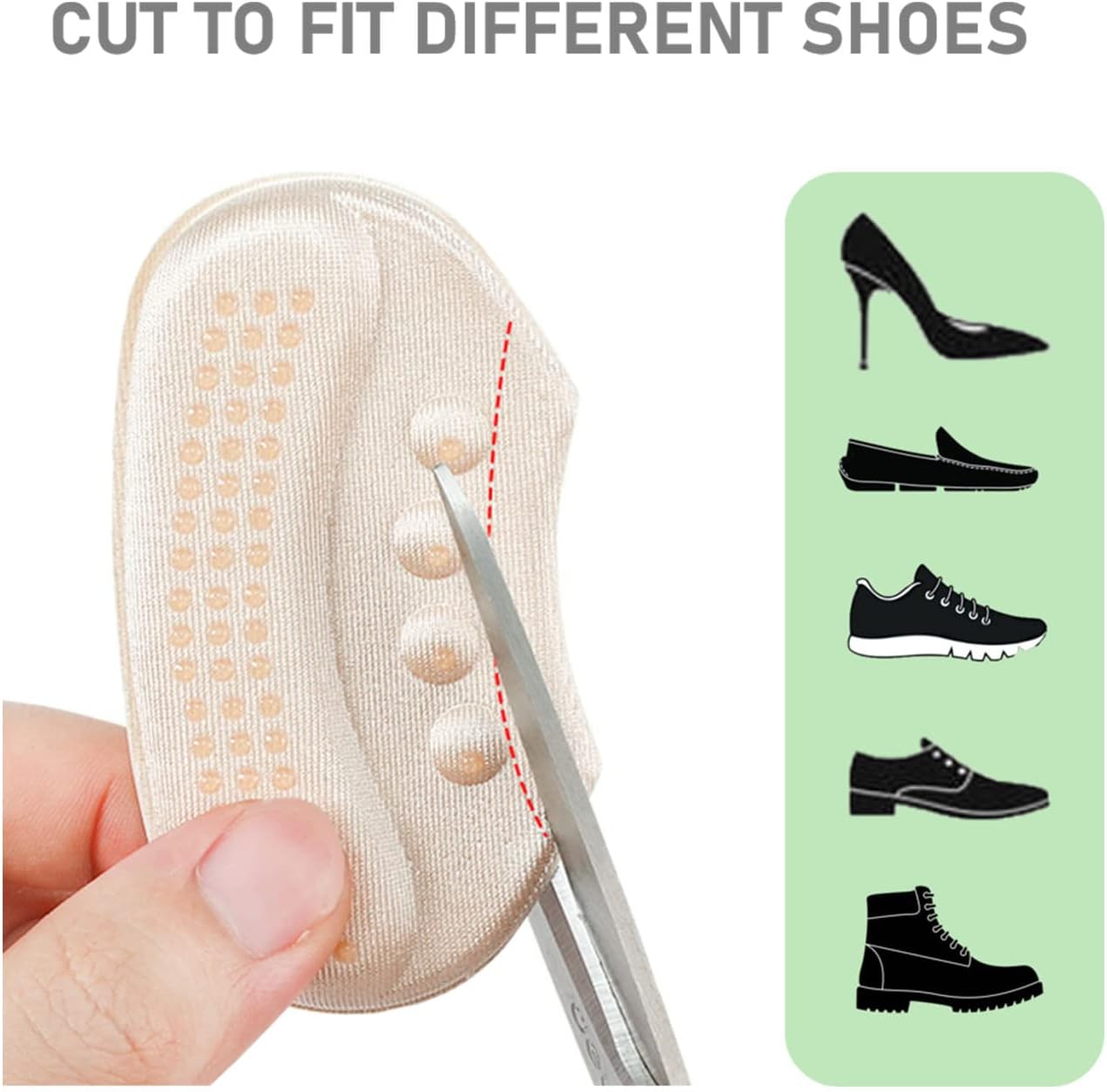 Detalle de VivoFoot 4 Pcs Anti-Slip Heel Grips – 6mm Thick Heel Cushions for Loose or Half-Size Shoes