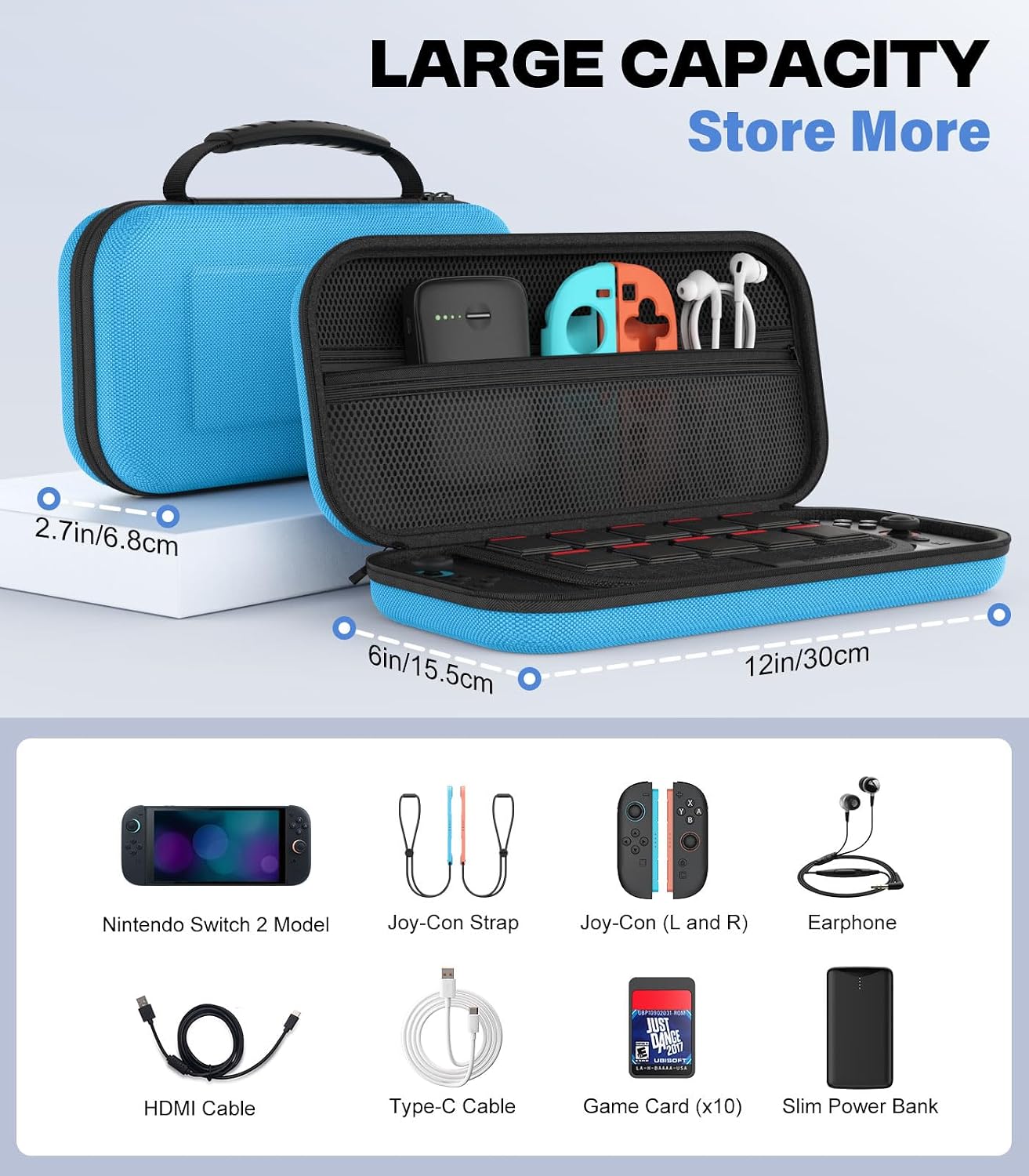 Detalle de MoKo Switch 2 Tasche mit 10 Spielen, blau