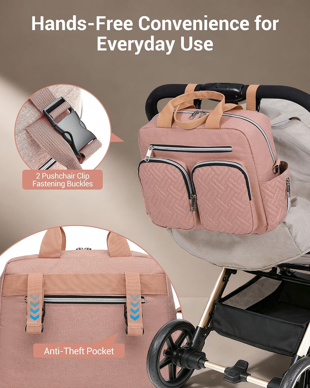 Thumbnail 2 de Kono Baby Changing Bag: Multifunction Nappy Bag with Insulated Pockets and Pram Straps