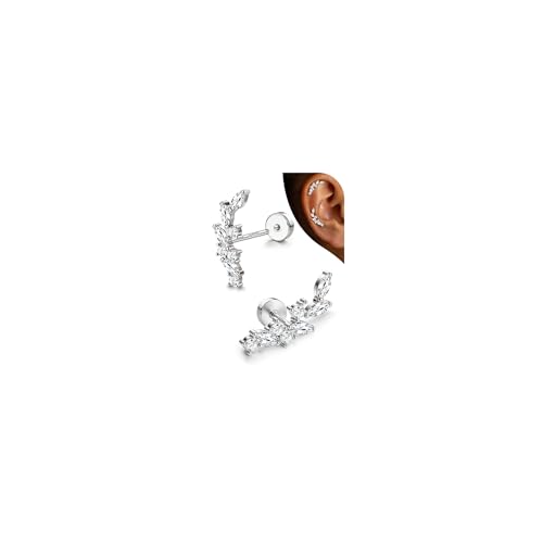 Detalle de Adramata Ohrstecker Silber 925 Helix – hypoallergene Piercings mit CZ-Verzierung