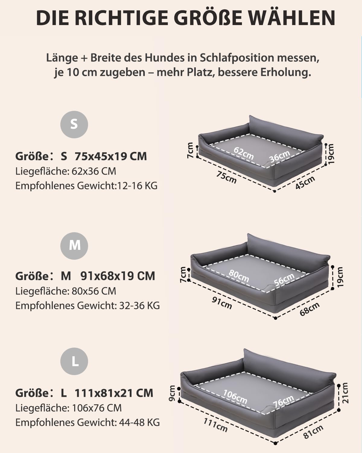 Thumbnail 6 de Favodormir Orthopädisches Hundebett aus wasserdichtem Kunstleder – 111x81 cm, Grau