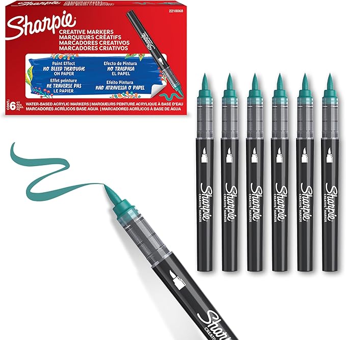 Sharpie Marcadores Acrílicos Creativos con Punta Pincel, 6 Colores 🌈