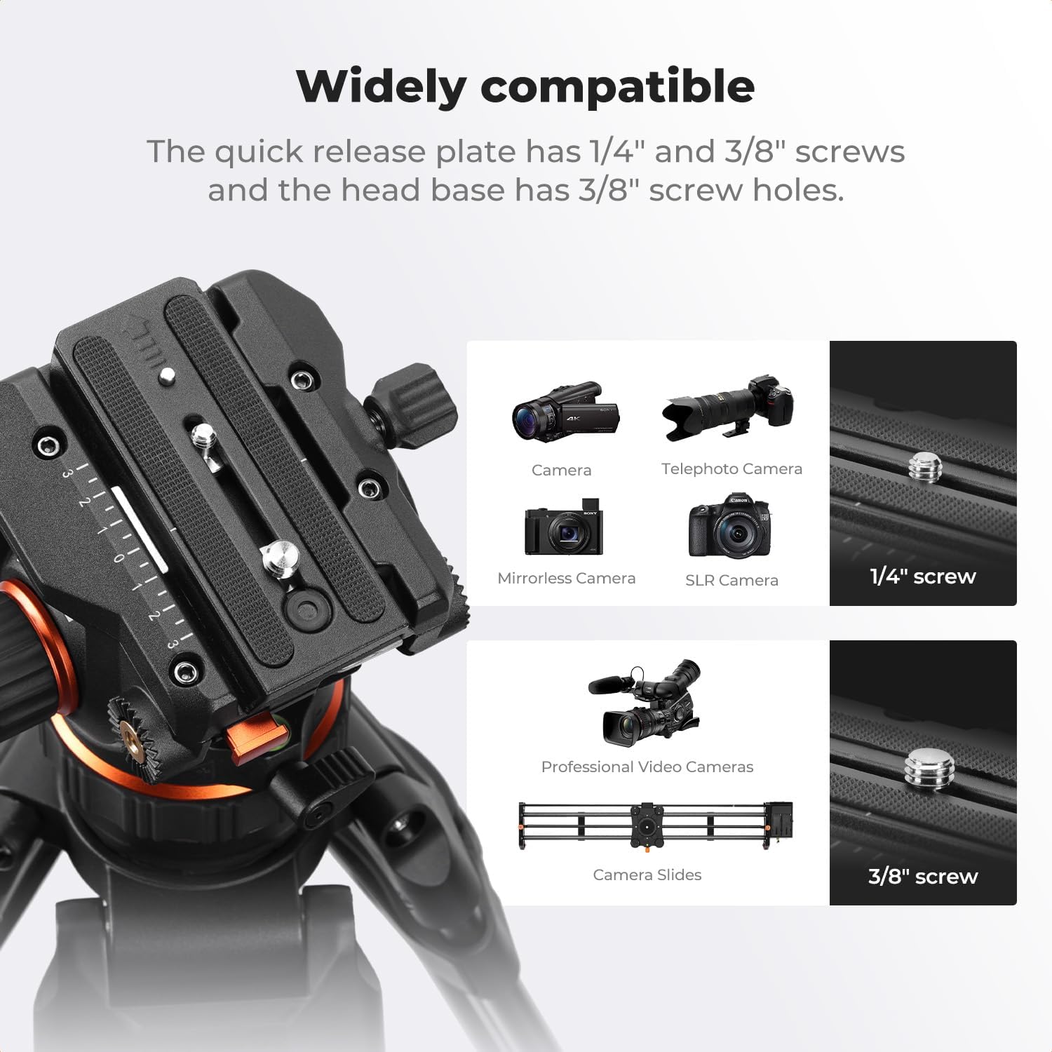 Thumbnail 4 de K&F CONCEPT BV60 Professional Fluidkopf für Video-Tripod bis 10 kg mit 360°-Einstellung