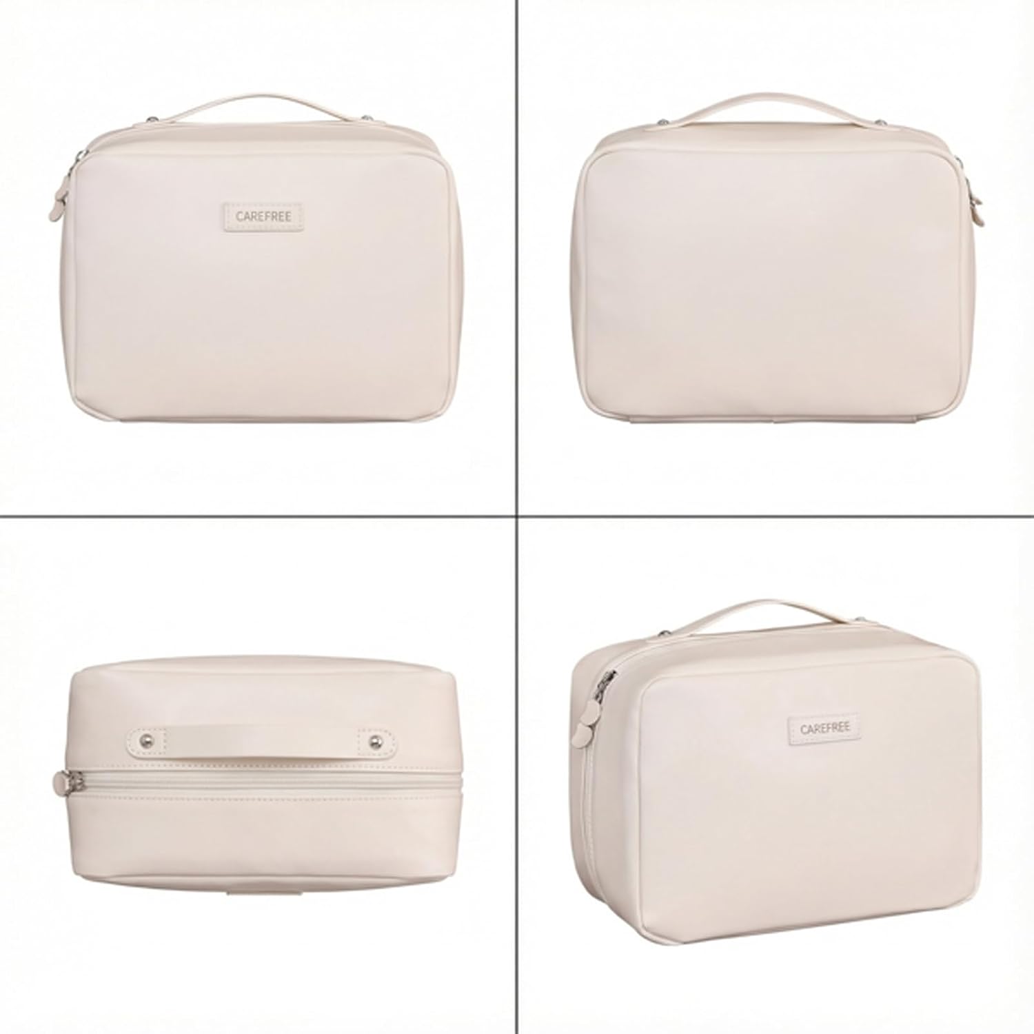 Thumbnail 2 de Luckyan Makeup Bag Large Capacity Travel Toiletry Bag – White PU Leather with 6-Zone Organisation