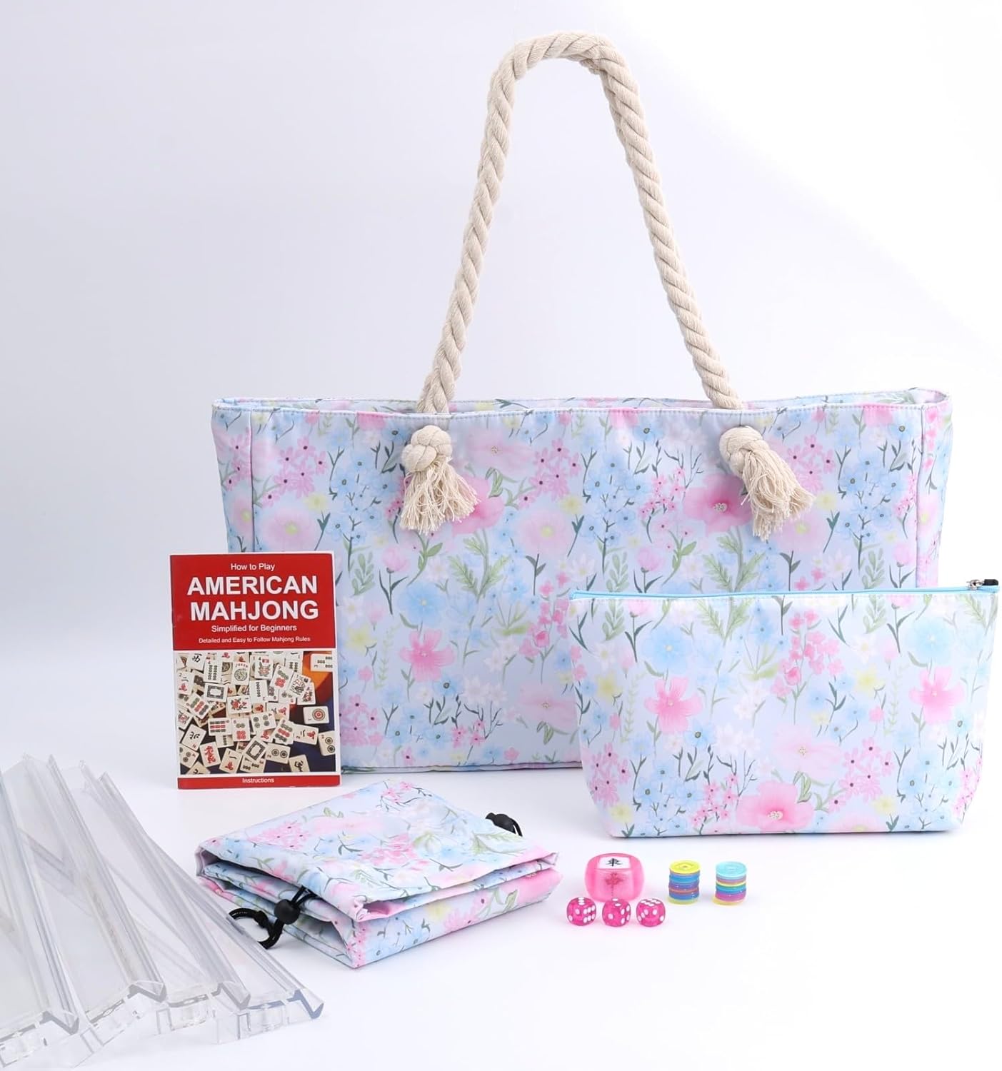 Thumbnail 4 de 2026 American Mahjong Set with Blue Carrying Bag — 160 Tiles, Racks & Accessories
