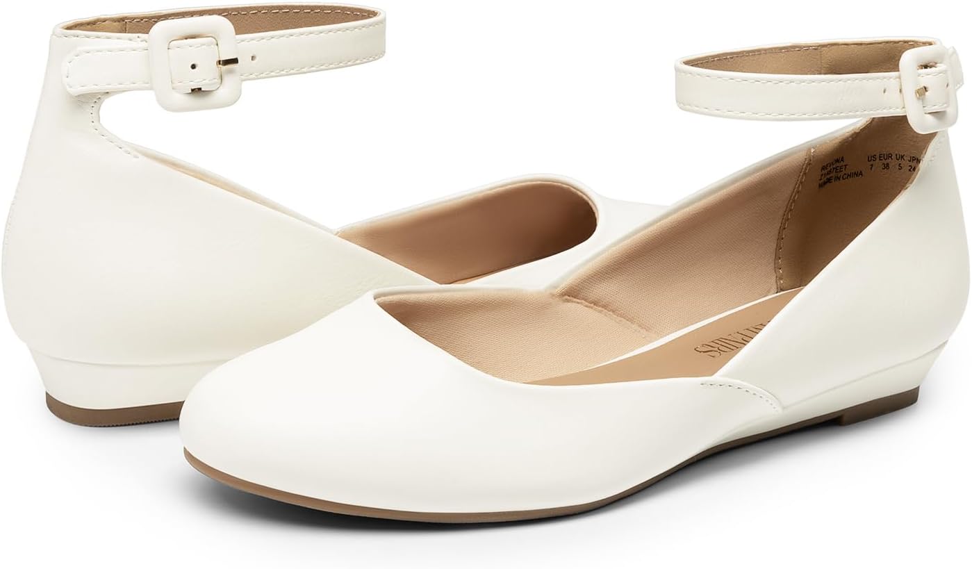 Thumbnail 4 de DREAM PAIRS Women’s Dress Flats Ballet Low Wedge Round Toe Ankle Strap