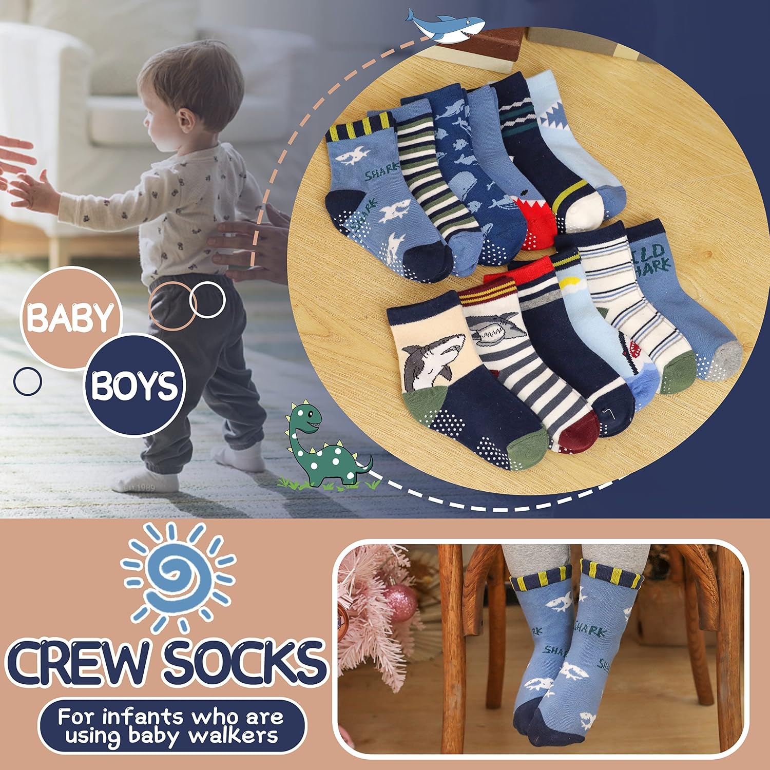 Thumbnail 4 de ANTSANG Stoppersocken für Kinder Anti Rutsch