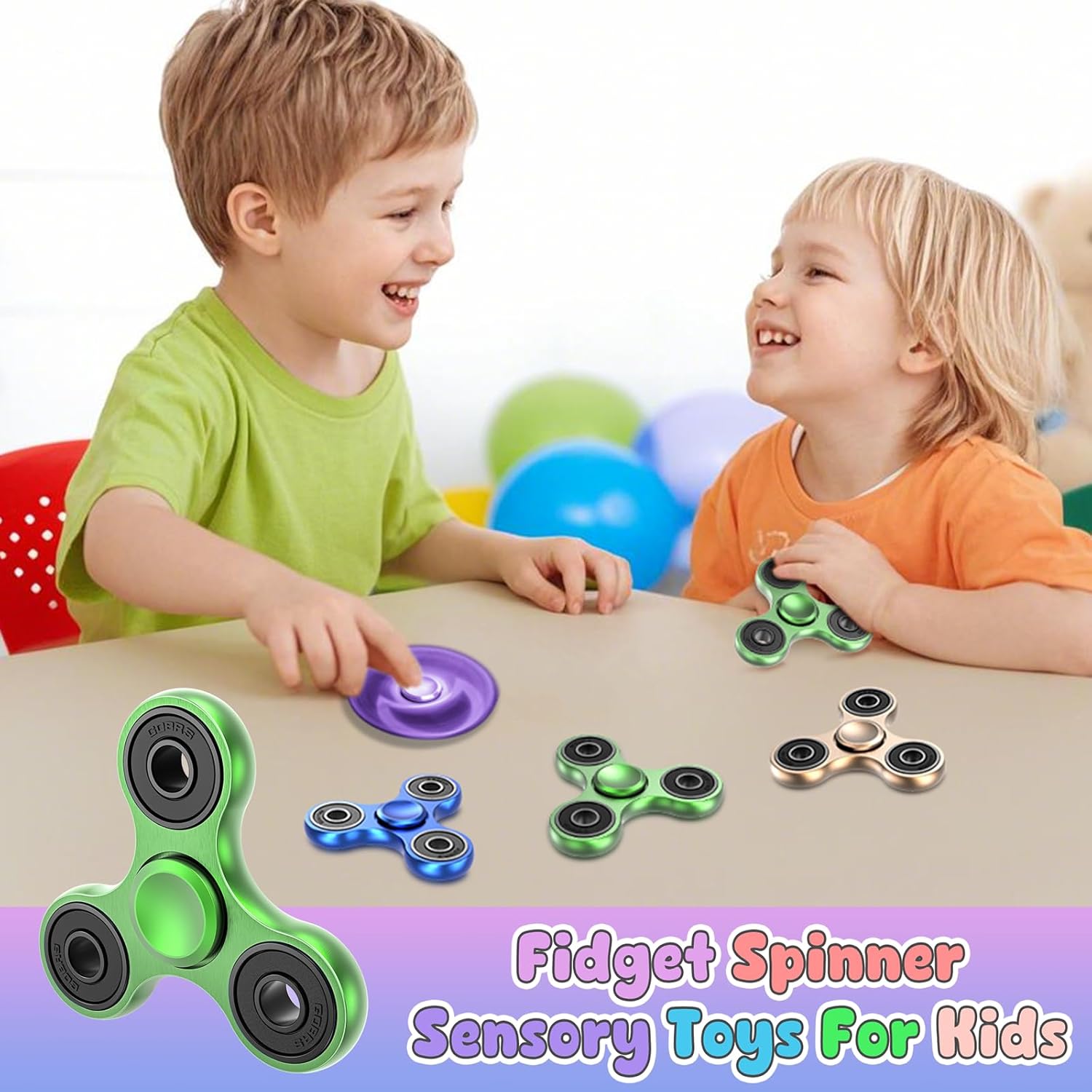 Detalle de Coolden Fidget Spinner Metall (EDC Hand Spinner) – Fingerkreisel aus Edelstahl, Schleuderzeit ca. 3–5 Minuten, grün