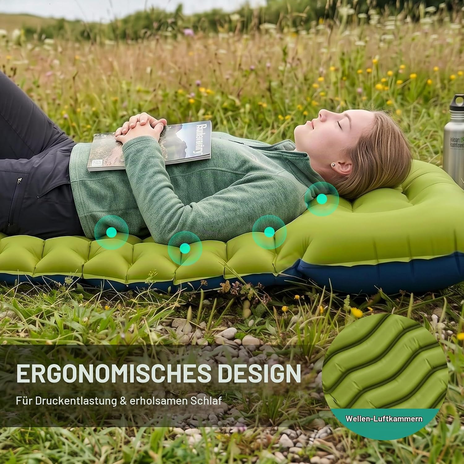 Thumbnail 6 de OVERMONT Ultraleichte Isomatte – 12 cm Dicke, aufblasbare Campingmatte, 190×70 cm