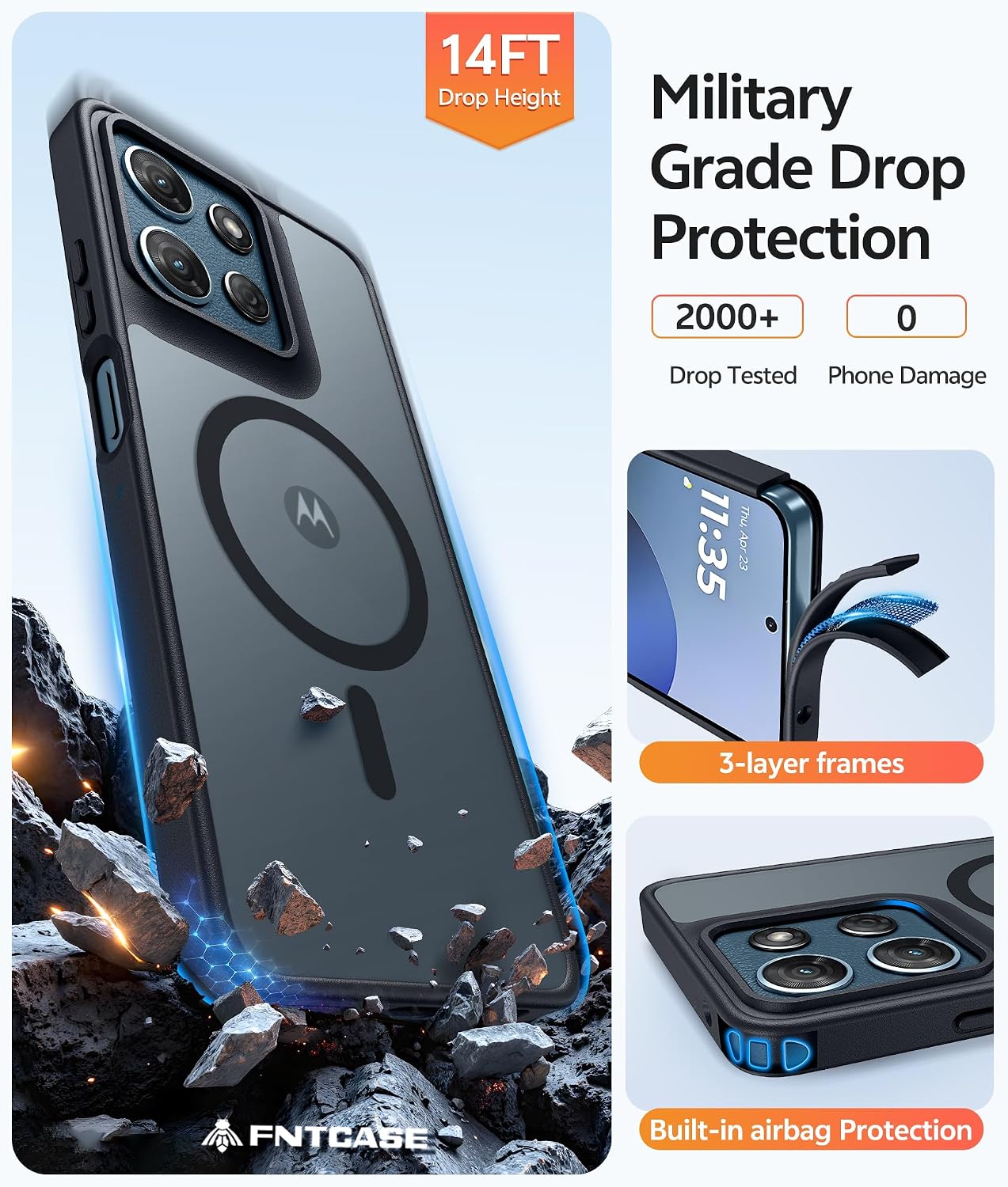 Detalle de FNTCASE Moto G Play 2026 / G 2026 / G 2025 Case, Magnetic, Matte, with Screen Protector