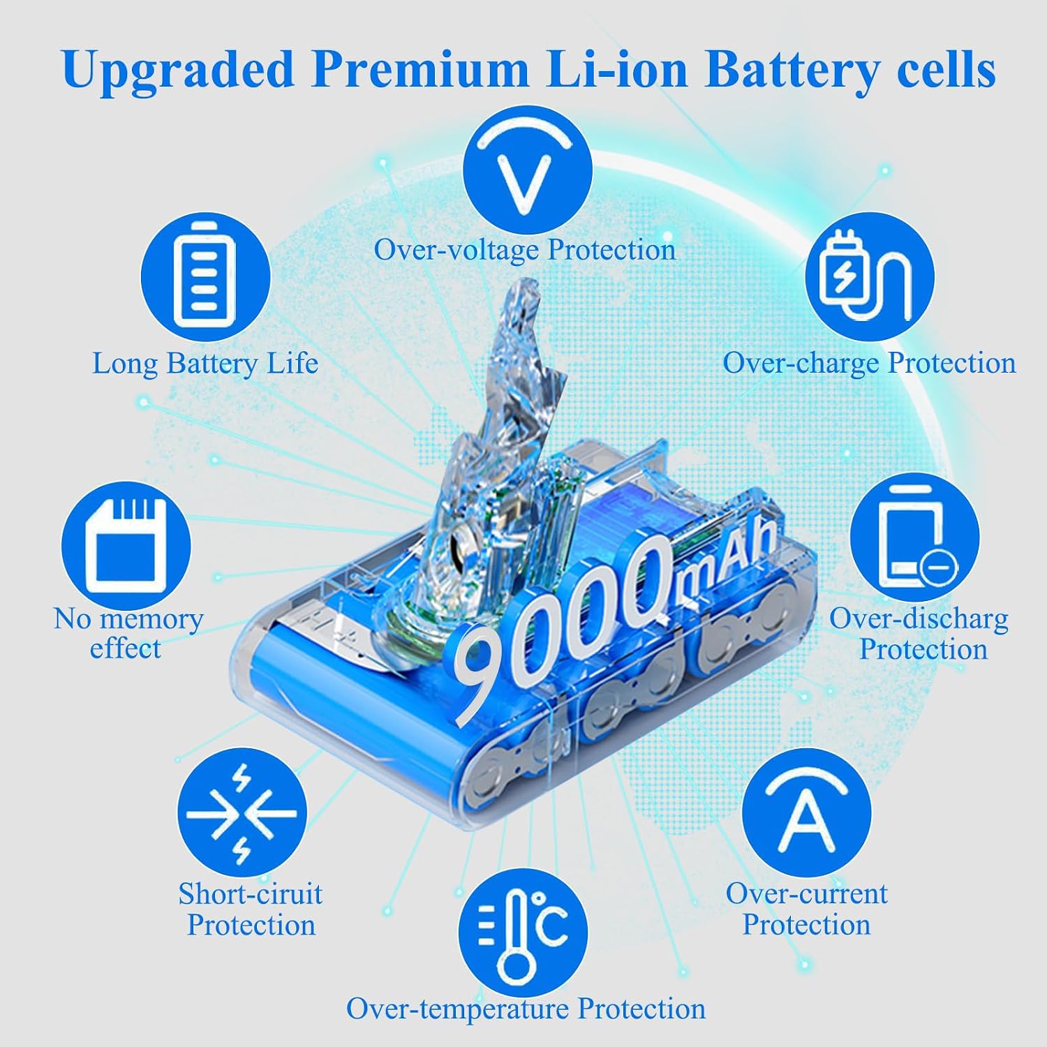 Detalle 2 de BOTKK V7 SV11 21.6V 9000mAh Replacement Battery