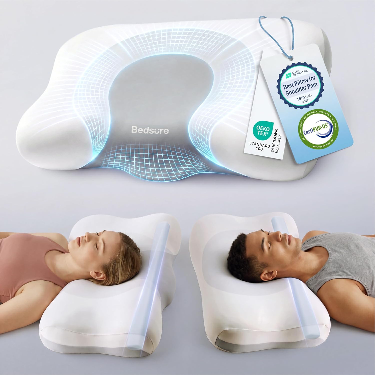 Detalle de Bedsure Cervical Pillow, Memory Foam
