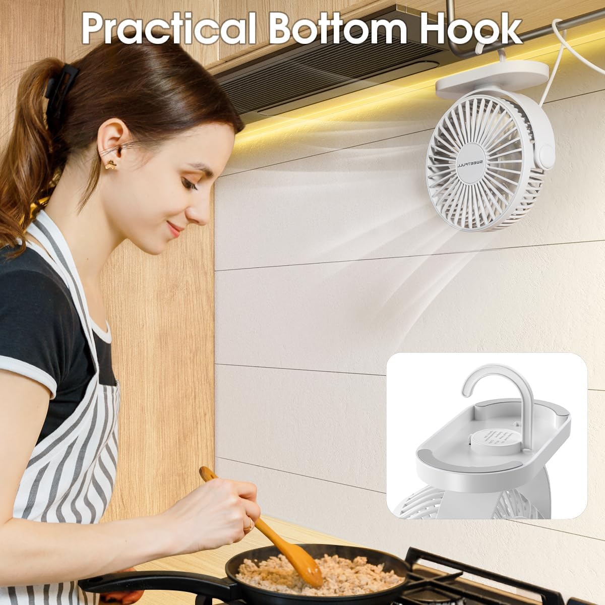 Thumbnail 4 de LULUWA Mini Ventilatore da Scrivania USB con rotazione 360° e 3 velocità (bianco)