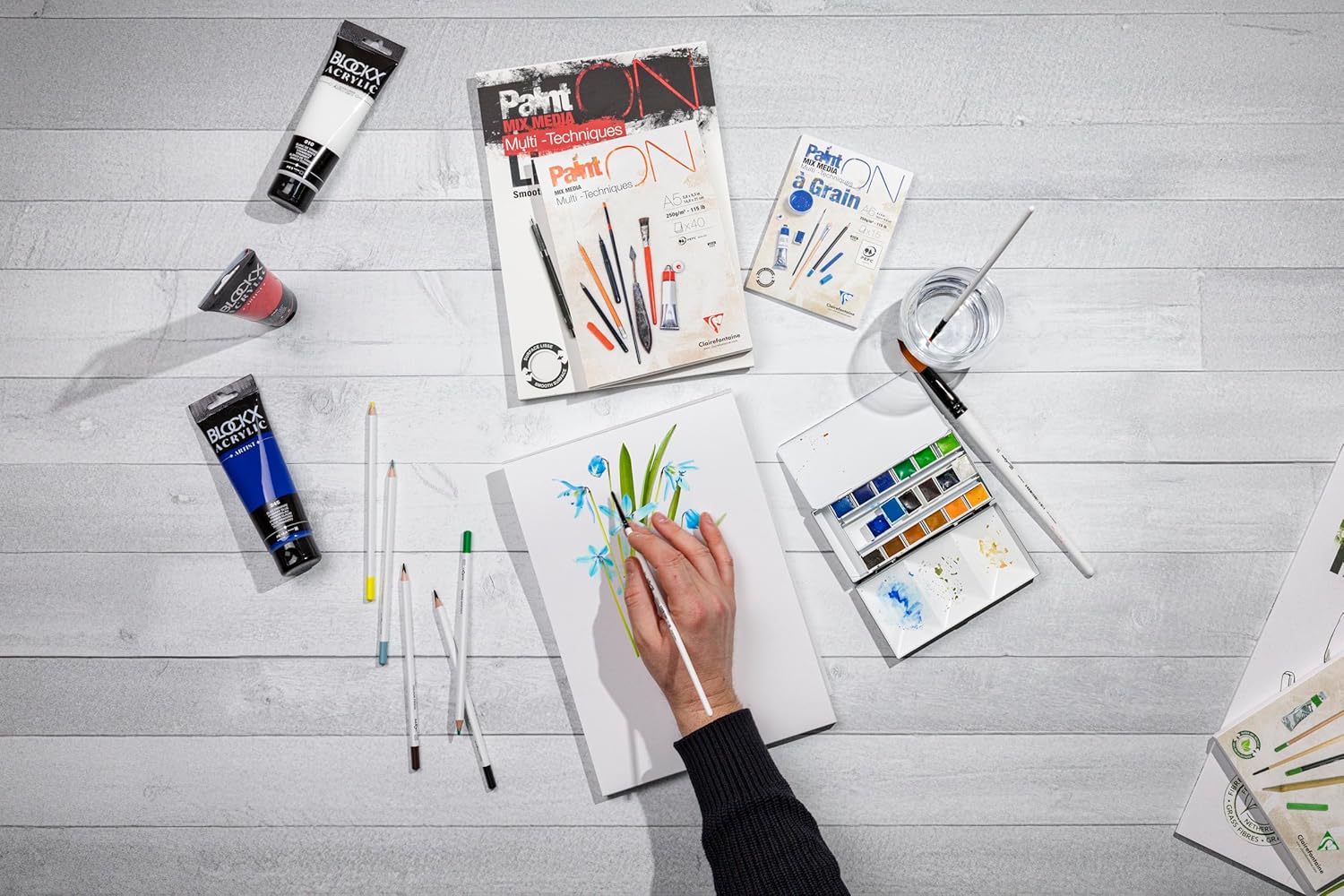 Thumbnail 4 de Clairefontaine 975730C Bloc Collé PaintON Multi-techniques – 25 feuilles A3 250 g, surface lisse