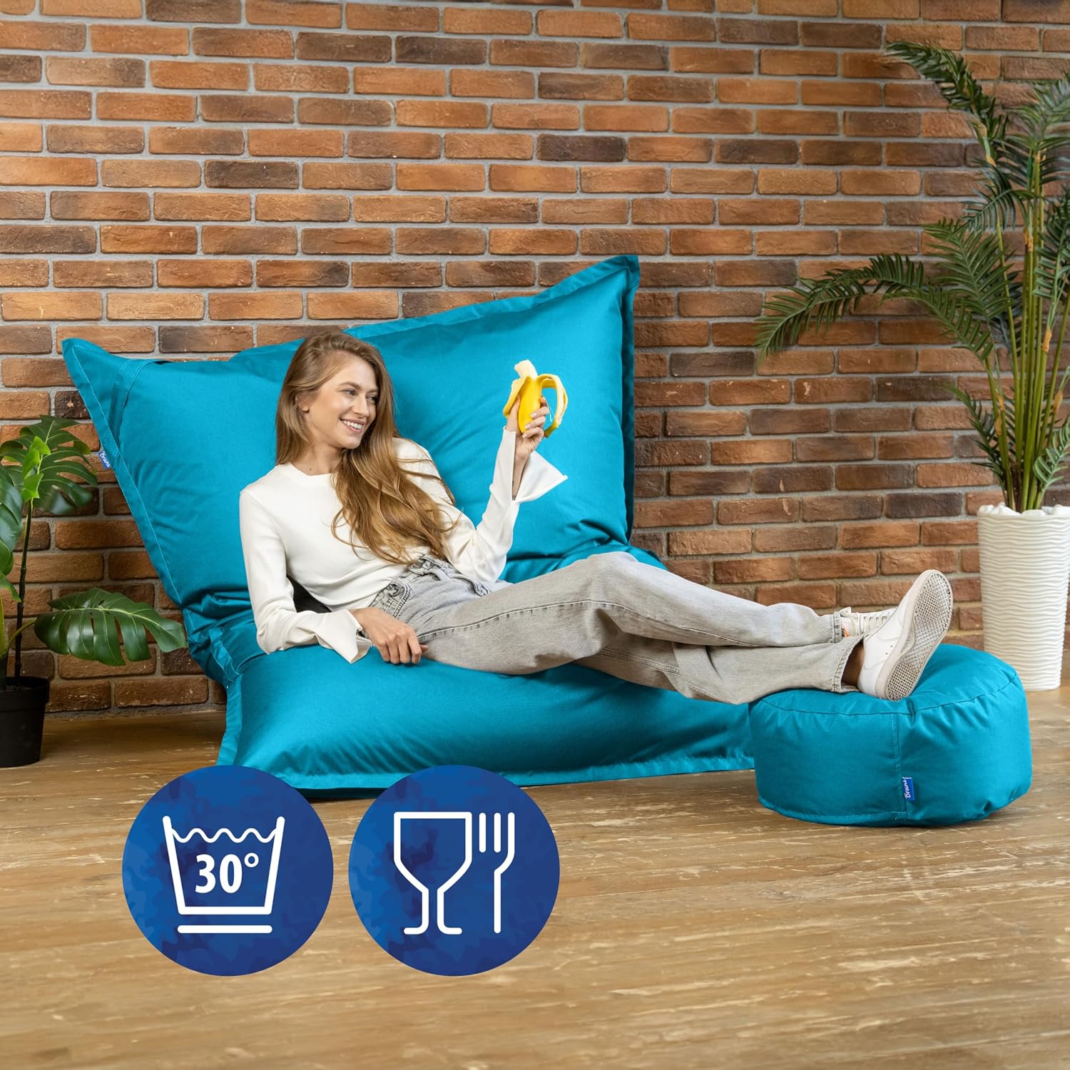 Detalle de Bruni Caree XXL-Sitzsack – worek sako 140 × 180 cm, wypełnienie 400 l