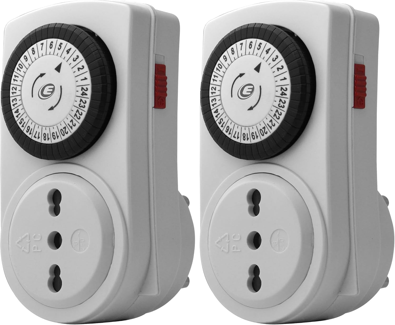 Detalle de Electraline 58114 Mini Programmatore Timer Meccanico Giornaliero – Spina Italiana 10A, Presa Schuko + 10A, Bianco