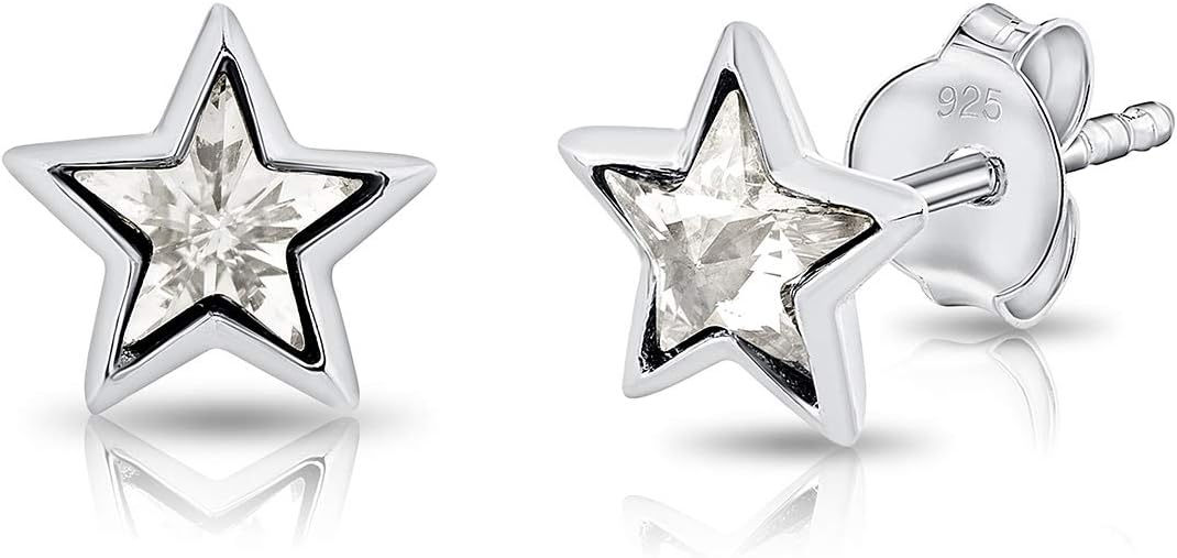 Thumbnail 6 de DTPsilver KLEINE Ohrringe 925er Sterling Silber mit Swarovski Elements Kristallen – Stern, Durchmesser 7 mm