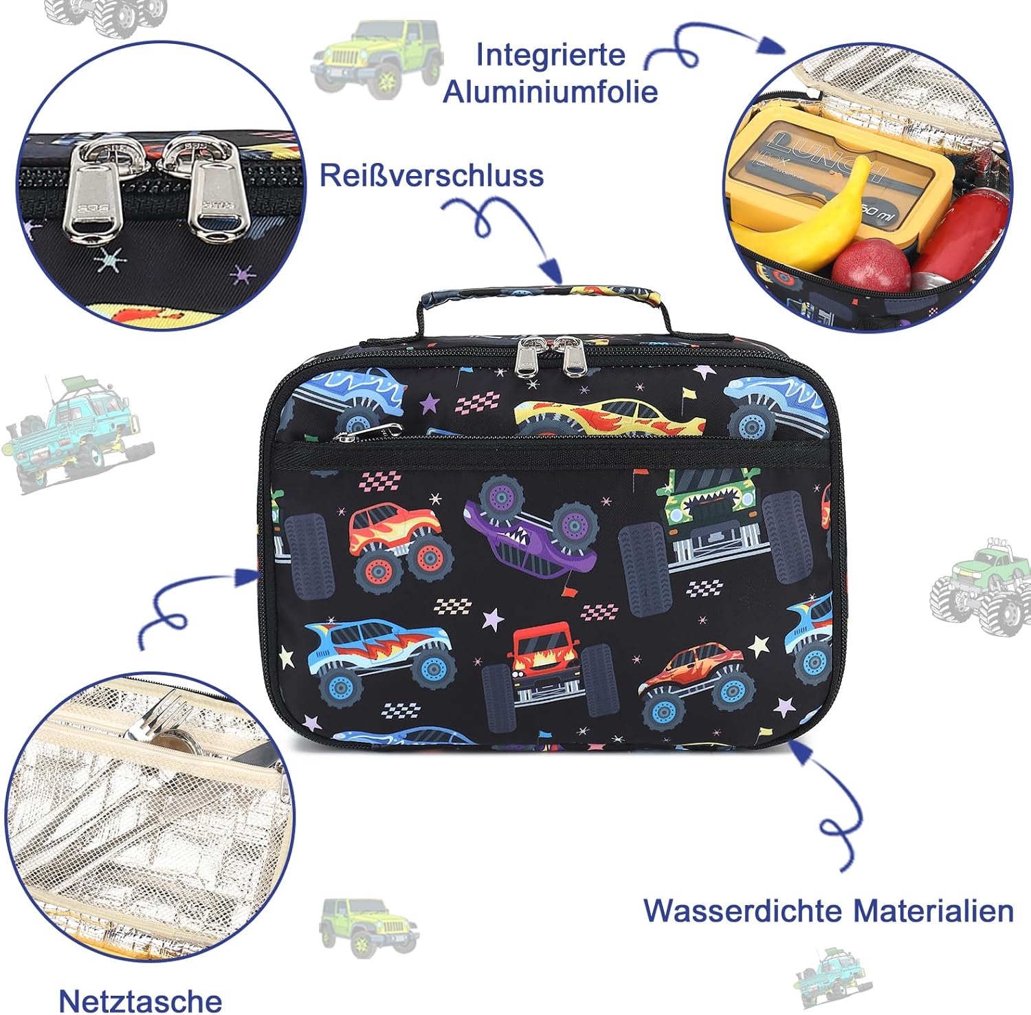 Thumbnail 4 de LEDAOU Kinder-Lunchtasche 5L mit Reißverschluss – isolierte Thermotasche für Schule, Wandern & Arbeit