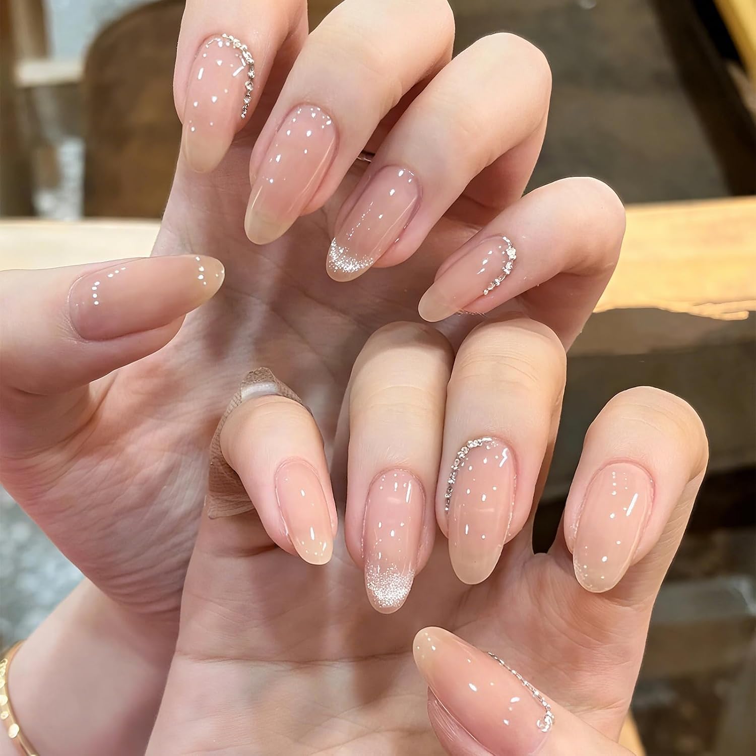 Detalle de Scettar 3er Set Nailart Perlen, Strasssteine & Glitzersteine – Gold/Silber, 0,6–5 mm, 3D Nageldesign & DIY