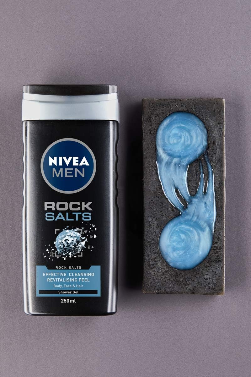 Detalle de Nivea Men Rock Salts duschgel 250 ml för kropp, ansikte och hår