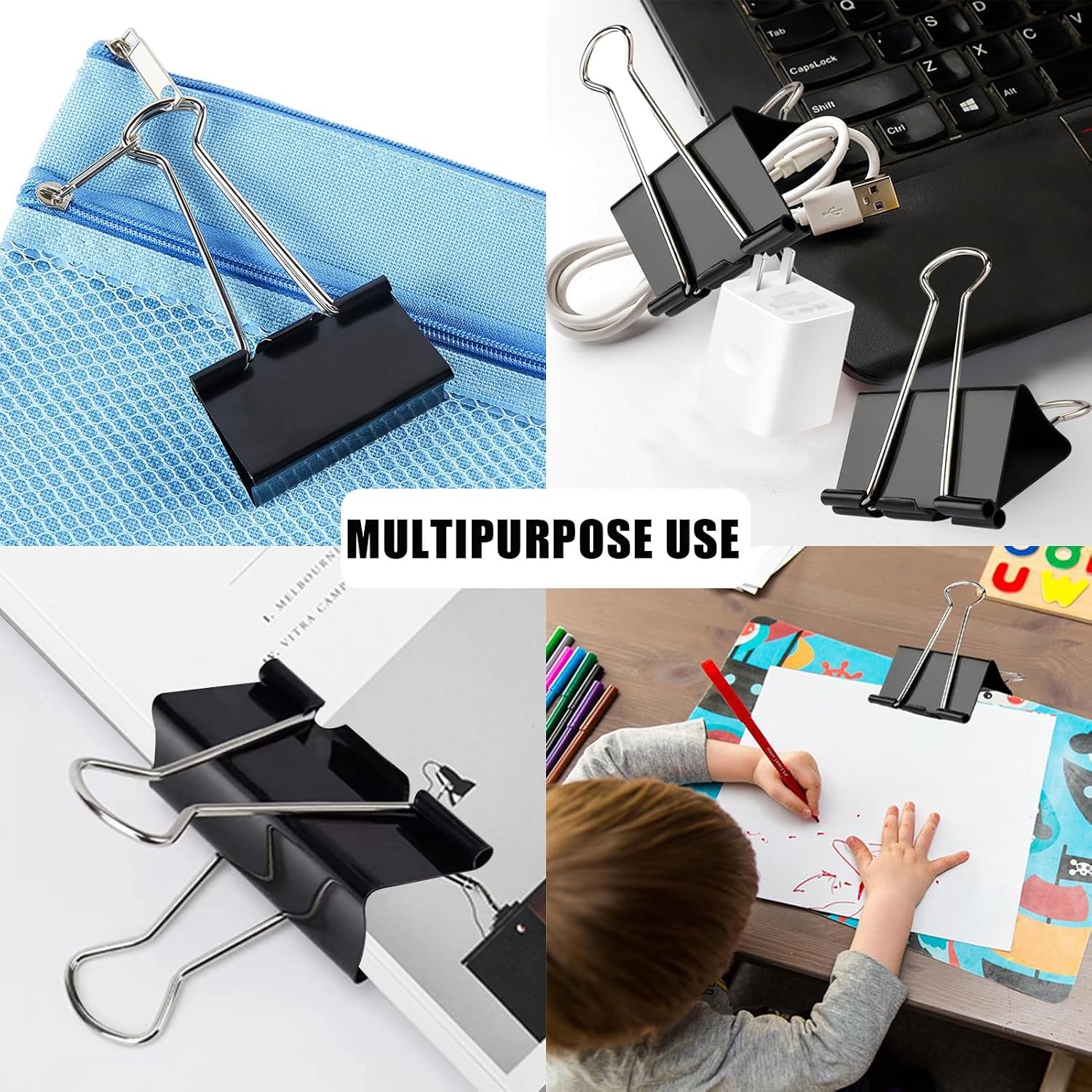 Detalle de 36pcs Bulldog Clips 32mm Paper Clip Binder Clips (Black, 32mm)