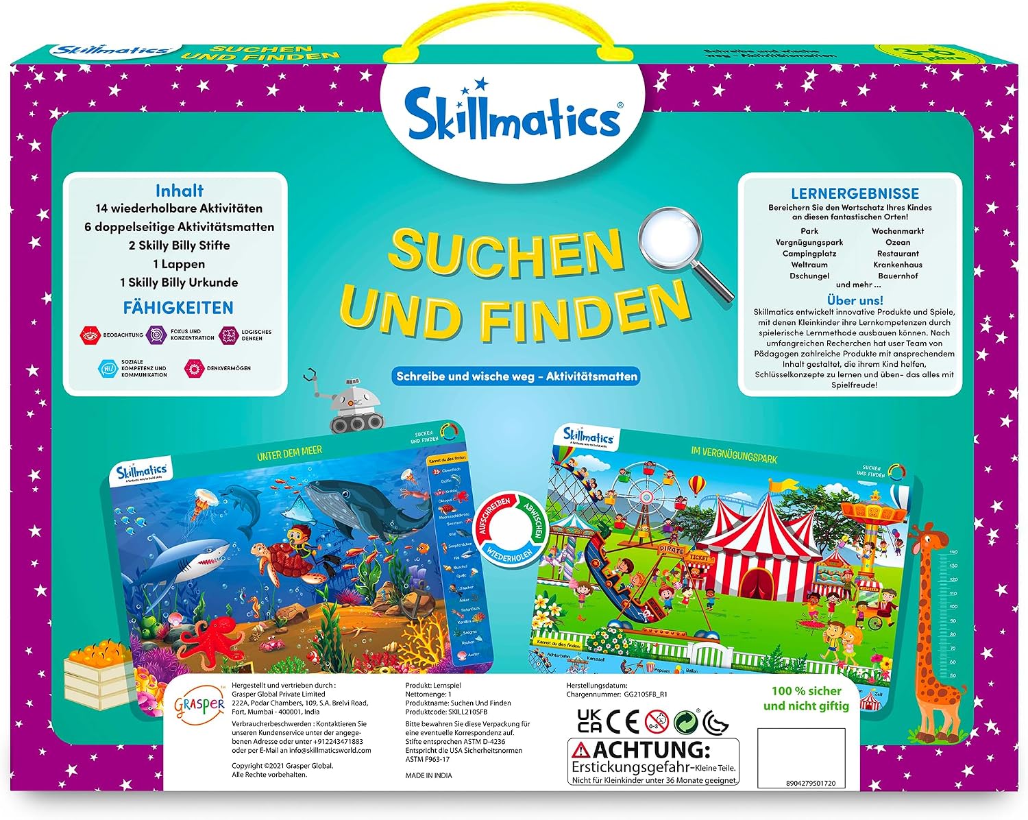 Thumbnail 6 de Skillmatics Lernspiel – Suchen und Finden: Wiederverwendbare Aktivitätsmatten für Vorschulkinder (3–6 Jahre) mit 2 Stiften
