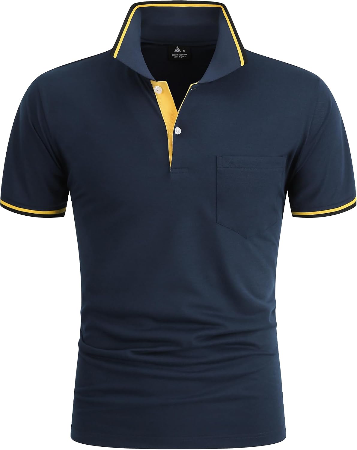 Detalle 2 de zitysport Herren Golf-Poloshirt Kurzarm – atmungsaktiv, Performance-Gewebe mit Brusttasche (Slim Fit)