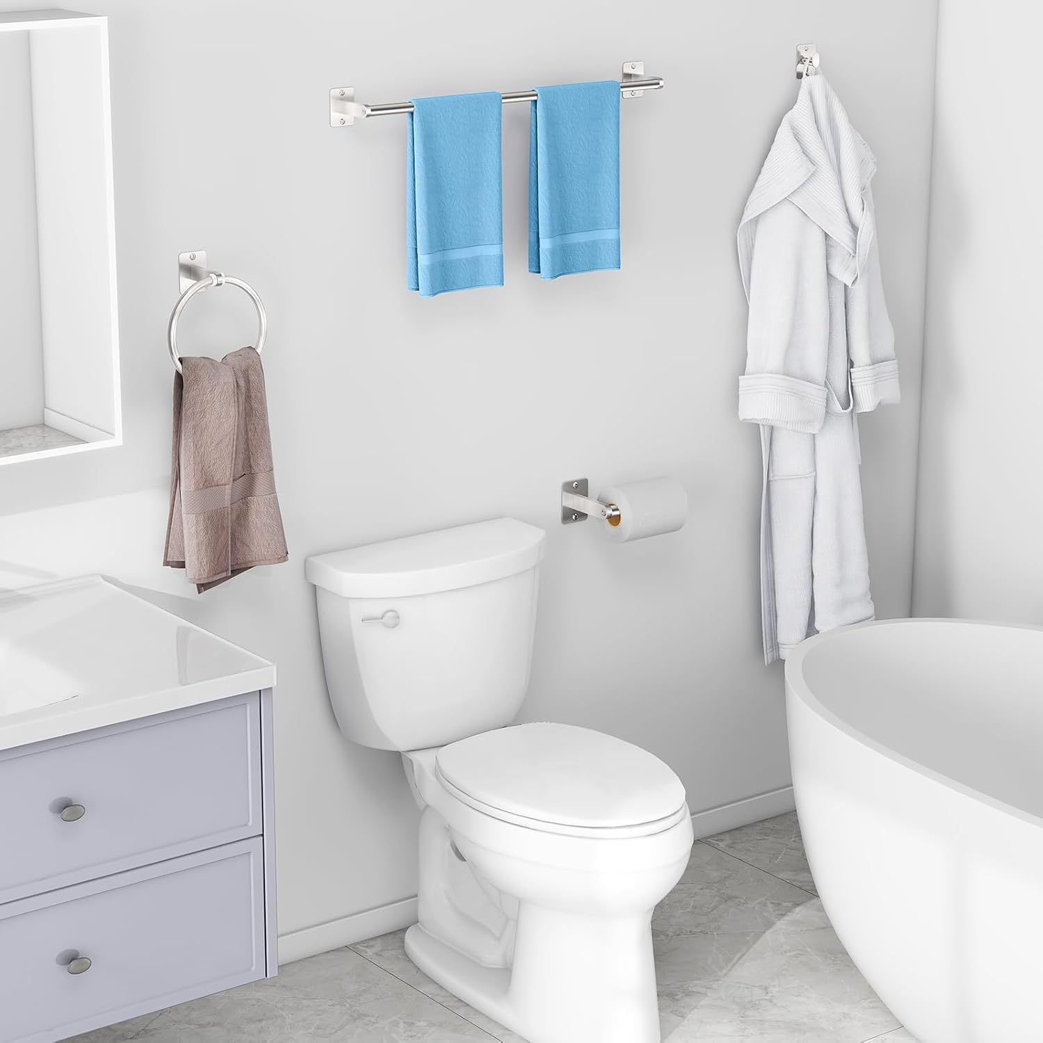 Detalle de KLJKPA Bathroom Accessories Set, 24-Inch Towel Bar