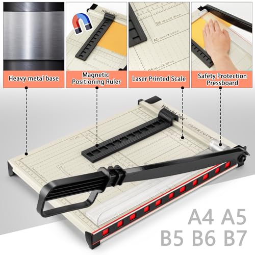 Detalle de WORKLION Cortador de papel de guillotina A4 con protector de seguridad (hasta 15 hojas)
