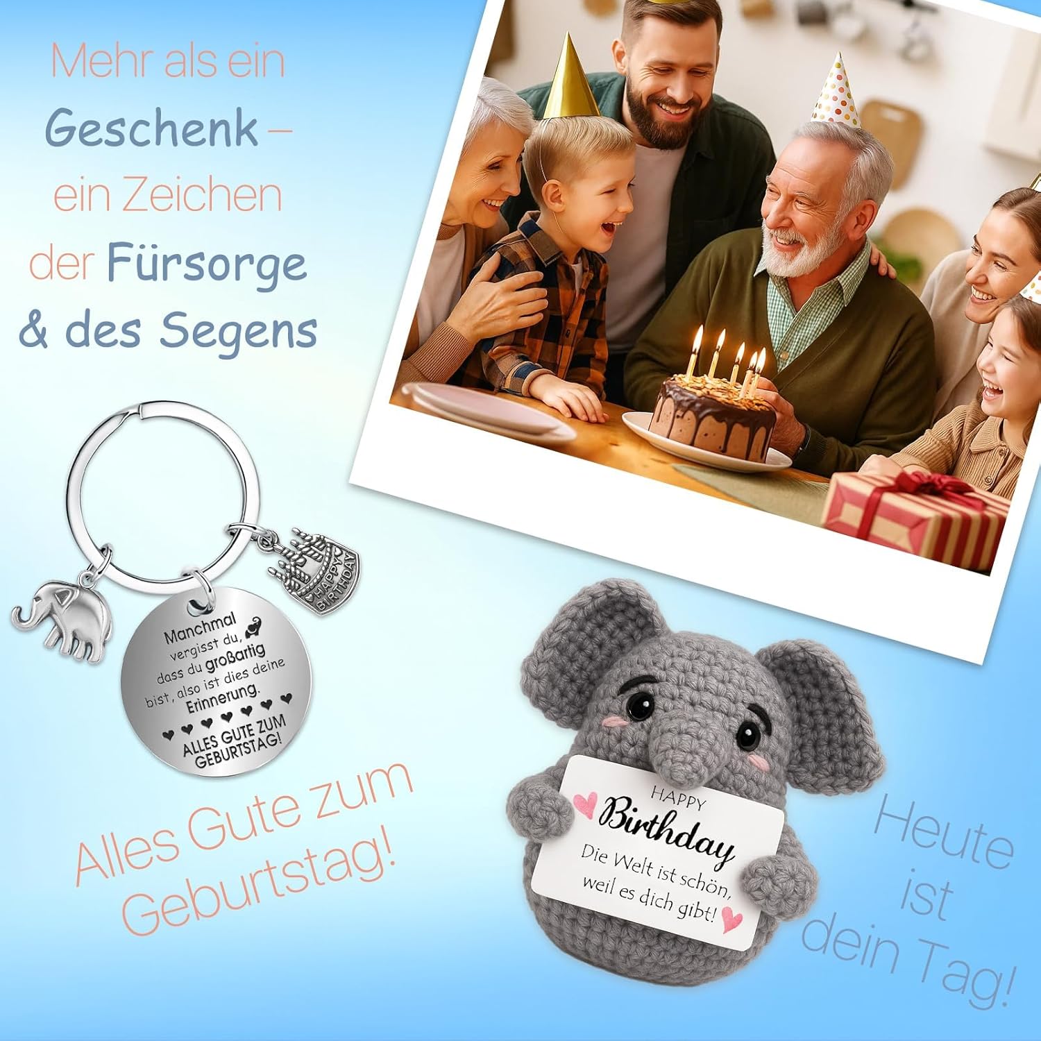 Thumbnail 6 de Positiver Elefant & Glücksbringer-Schlüsselanhänger „Pocket Hug“ – Geburtstagsgeschenk für mehr Mut