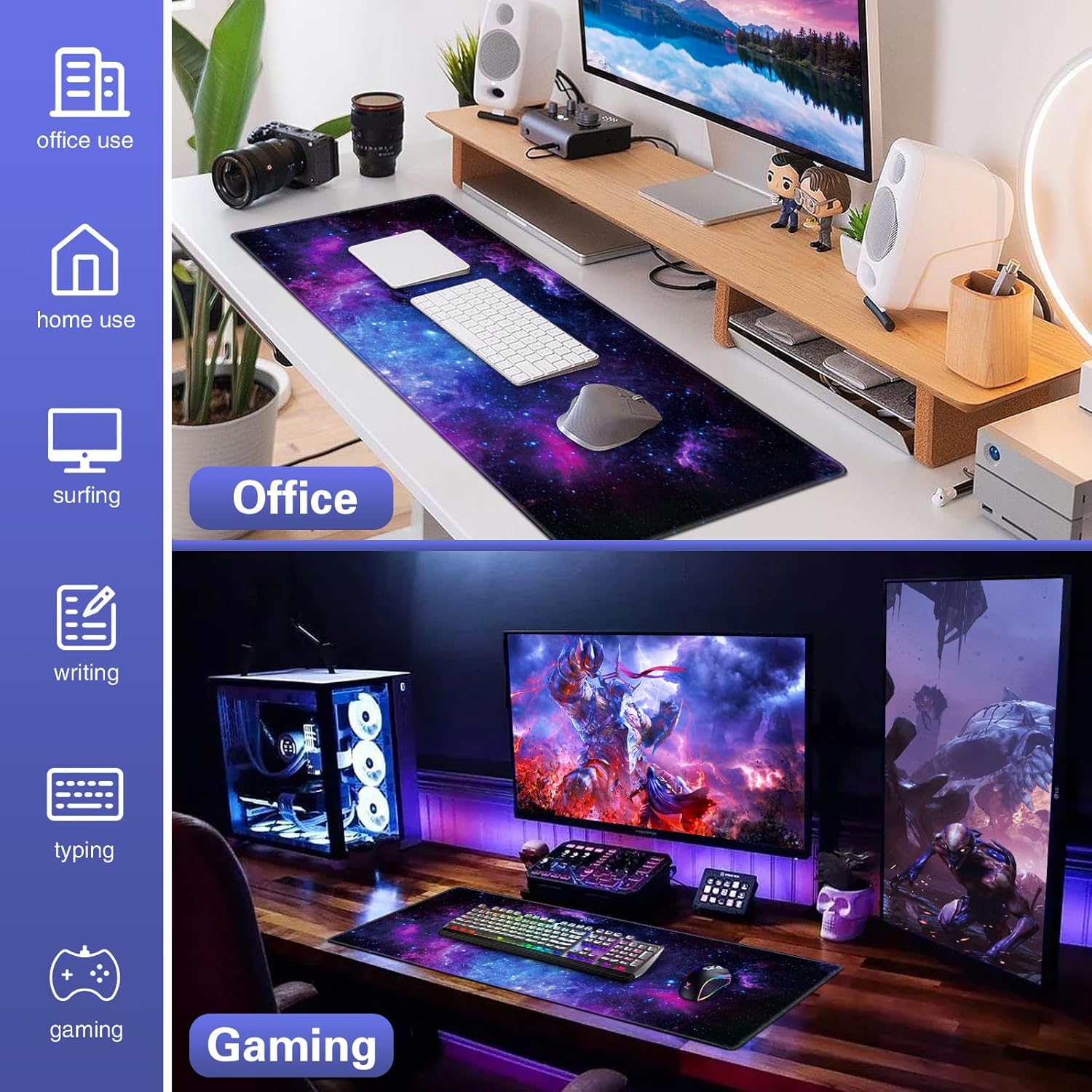 Thumbnail 6 de Gaming Mauspad XXL 900 x 400 mm – Wasserdichtes Mousepad mit rutschfester Basis und vernähten Kanten